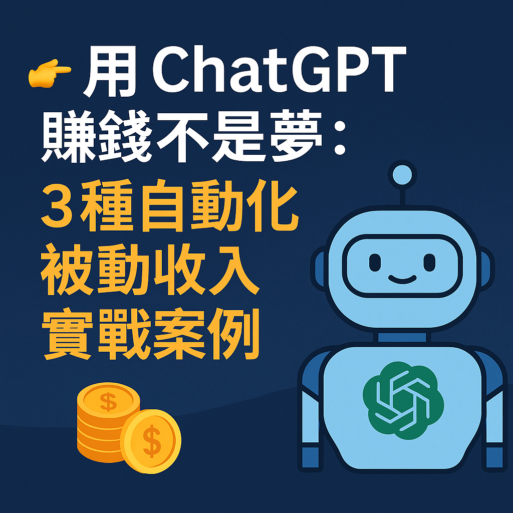用 ChatGPT 賺錢不是夢：3 種自動化被動收入實戰案例｜2026 封面圖