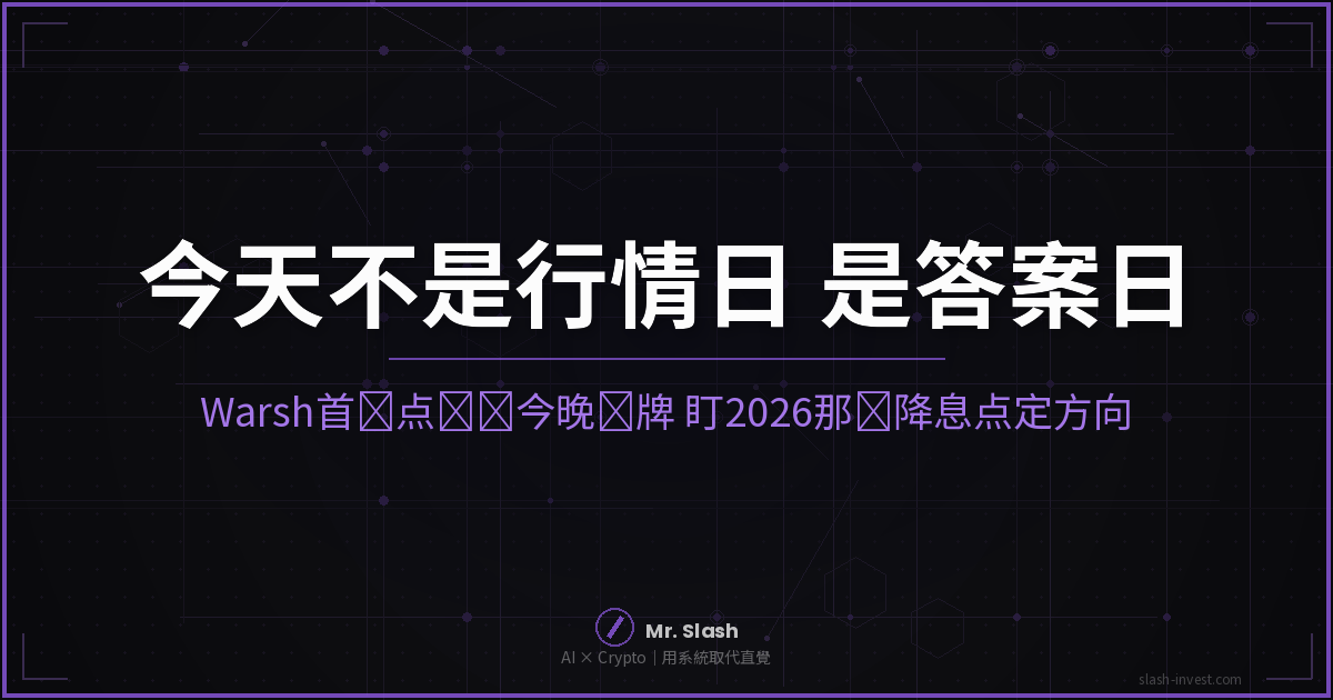 今晚2点,Warsh第一张点阵图开牌:今天不是行情日,是答案日|我盯这颗「2026的点」定方向