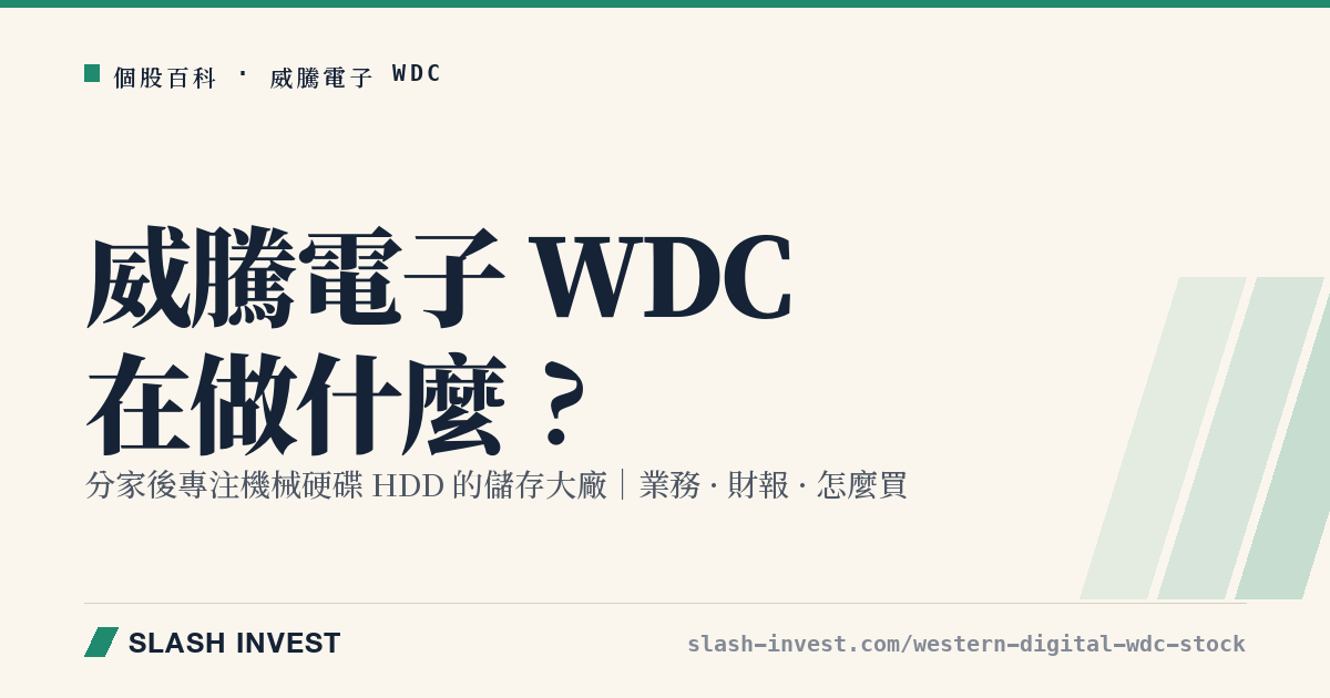 威騰電子 WDC 是做什麼的？分家後純硬碟 HDD 大廠業務、財報與怎麼買