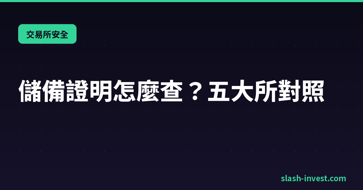 錢放交易所安全嗎？三分鐘查儲備證明，五大所一張表看完