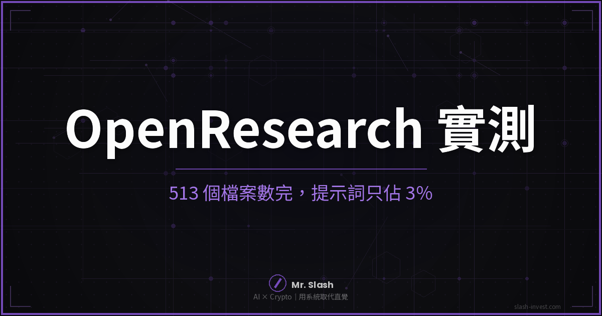 OpenResearch 把 Claude Code 變成研究員:我數完 513 個檔案,提示詞只佔 3%