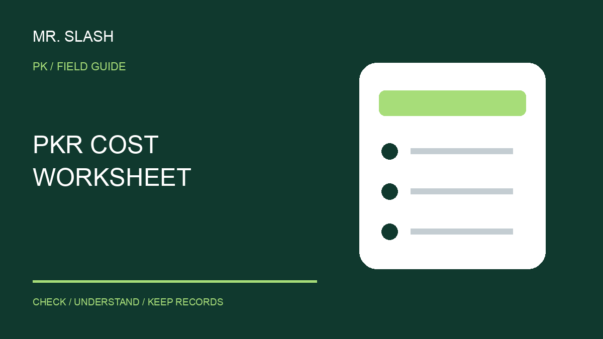 PKR to USDT Cost Worksheet: Compare the Amount You Actually Receive